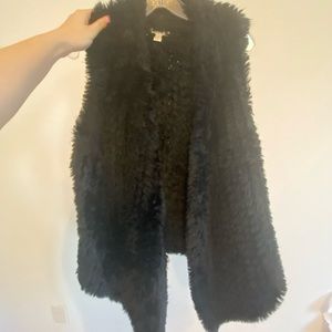 Black fuzzy vest